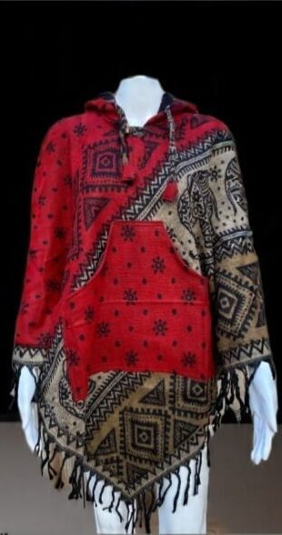 Wholesale Reindeer & Geometric Print Ponchos | Hooded Winter Shawl Manufacturer