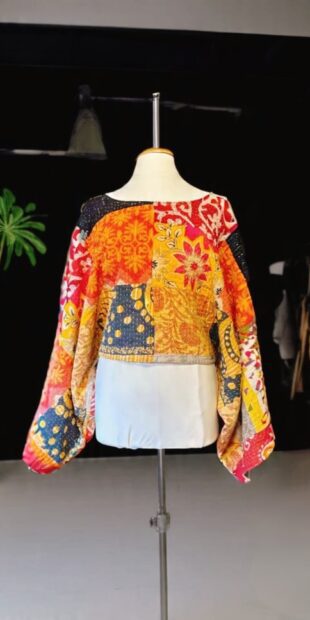 Wholesale Kantha Wide-Sleeve Tops | Handcrafted Bohemian Blouse Manufacturer