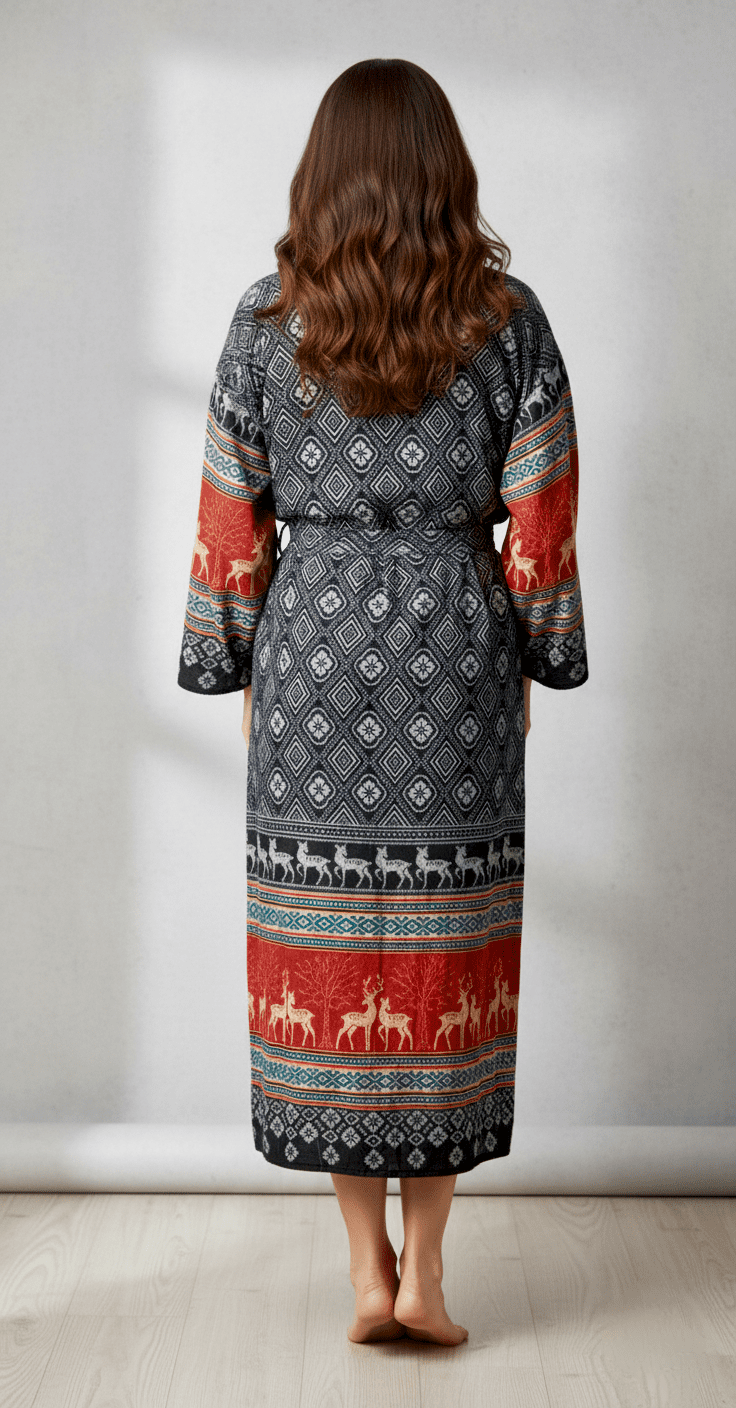 Wholesale Printed Bohemian Kimono Robes | Deer Motif Outerwear Manufacturer & Exporter - Image 2