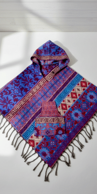Wholesale Hooded Geometric Floral Ponchos | Artisanal Winter Shawl Manufacturer & Exporter