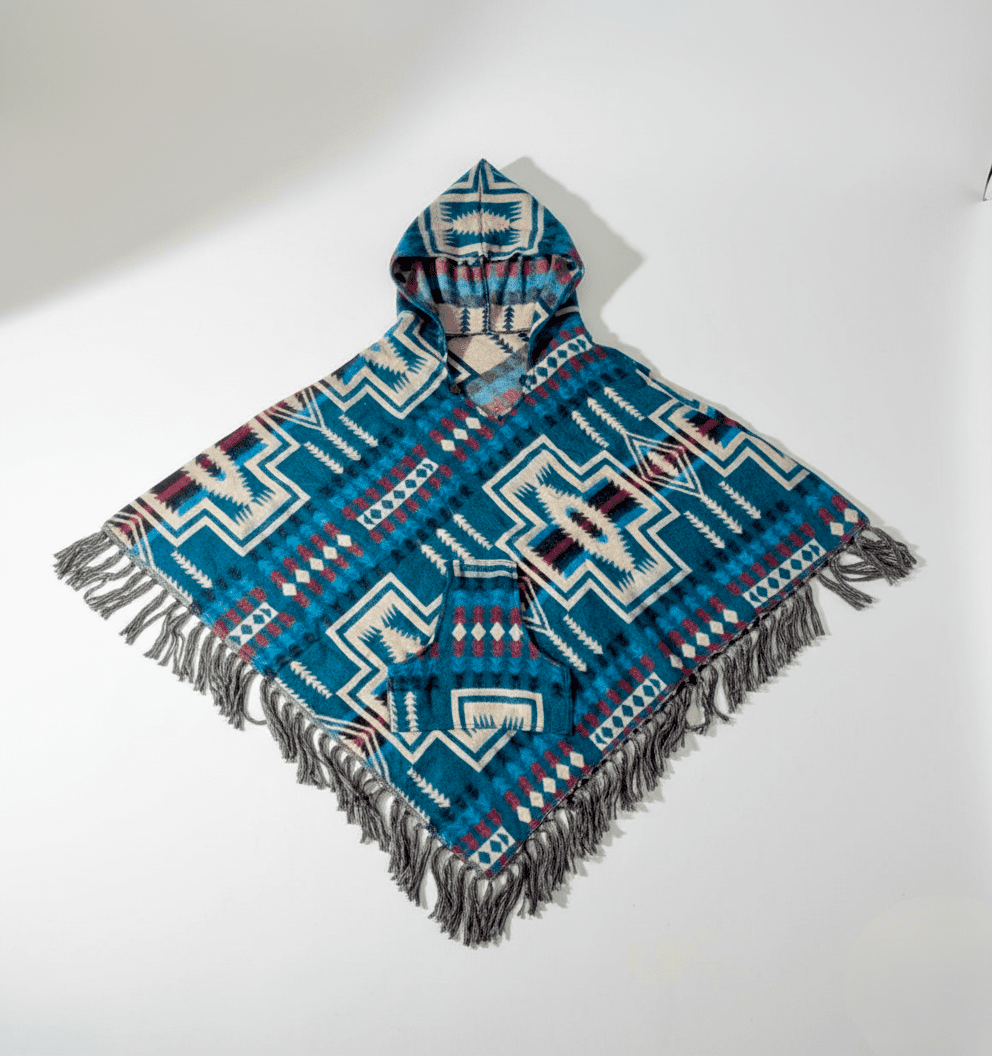 Wholesale Hooded Aztec Geometric Ponchos | Southwestern Inspired Shawl Manufacturer & Exporter
